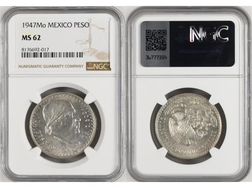MÉXICO. Lote 8 monedas 1 Centavo a 1 Peso y 1/4 Real. 1867 a