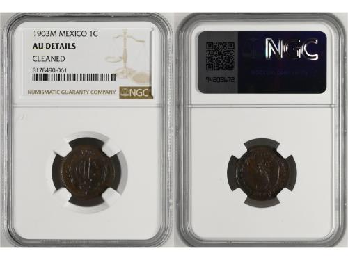 MÉXICO. Lote 8 monedas 1 Centavo a 1 Peso y 1/4 Real. 1867 a