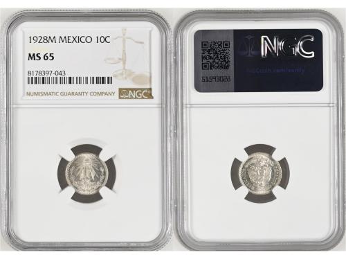 MÉXICO. Lote 8 monedas 1 Centavo a 1 Peso y 1/4 Real. 1867 a