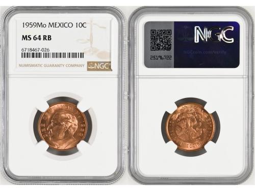 MÉXICO. Lote 8 monedas 1 Centavo a 1 Peso y 1/4 Real. 1867 a