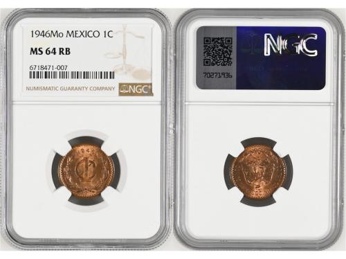 MÉXICO. Lote 8 monedas 1 Centavo a 1 Peso y 1/4 Real. 1867 a