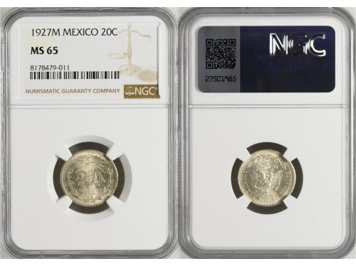 MÉXICO. Lote 8 monedas 1 Centavo a 1 Peso y 1/4 Real. 1867 a