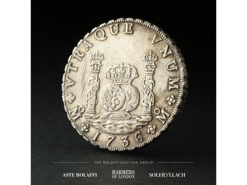 FELIPE V. 8 Reales. 1736. MÉXICO. M.F. Anv.: Escudo de armas