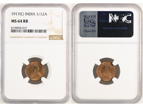 LOTES Y COLECCIONES EXTRANJERO. Lote 6 monedas 1/12 Anna, Pi