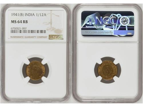 LOTES Y COLECCIONES EXTRANJERO. Lote 6 monedas 1/12 Anna, Pi