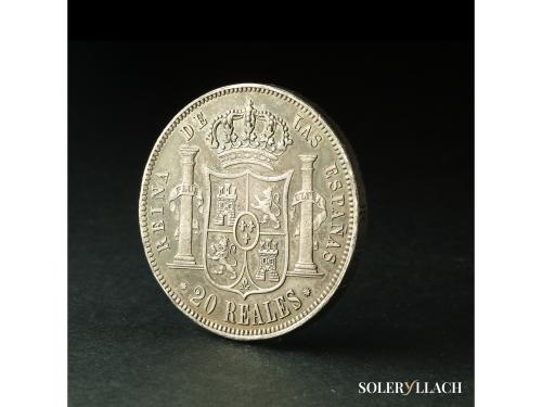ISABEL II. 20 Reales. 1851. BARCELONA. 26,10 grs. (Golpecito