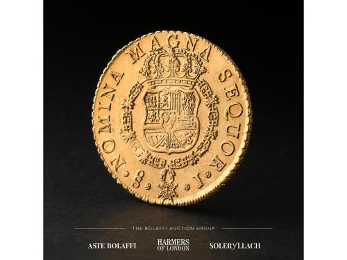 FERNANDO VI. 8 Escudos. 1751. SANTIAGO. J. Anv.: Busto a der