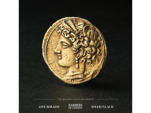 MONEDAS GRIEGAS. 3/8 Shekel. 220-205 a.C. II Guerra Púnica. 