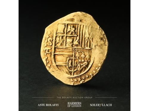 FELIPE II. 2 Escudos. S/F (1566-87). SEVILLA. Anv.: S/P tumb