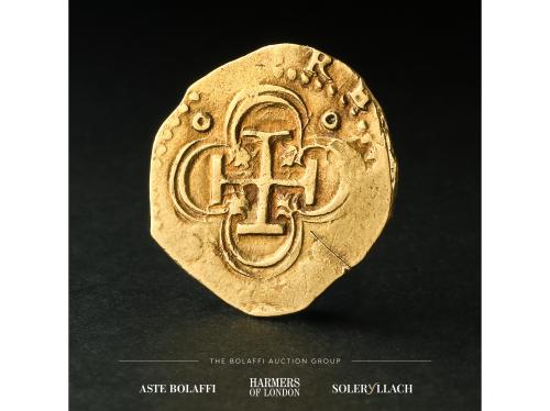 FELIPE II. 2 Escudos. S/F (1566-87). SEVILLA. Anv.: S/P tumb