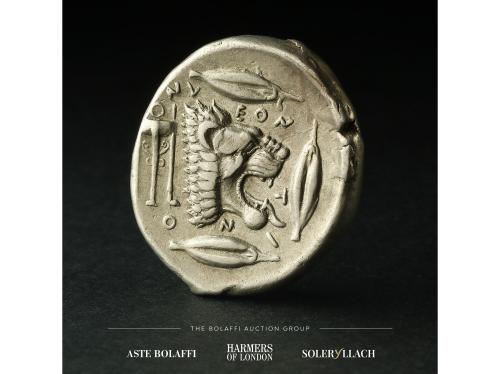 MONEDAS GRIEGAS. Tetradracma. 455-430 a.C. SICILIA. LEONTINI