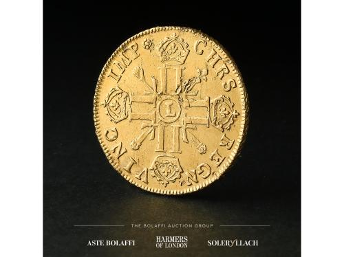 FRANCIA. Double Louis d´ or aux 8. 1702-l. LOUIS XIV. BAYONN