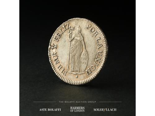 PERÚ. 2 Reales. 1840. LIMA. M.B. Anv.: Escudo de Perú. Rev.: