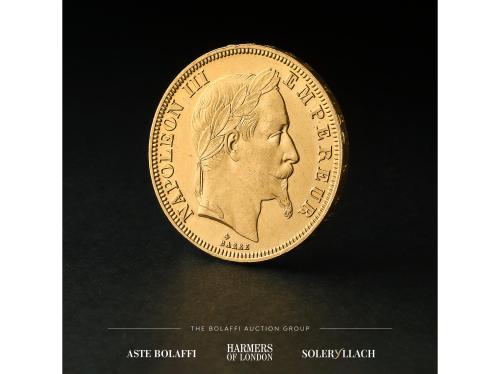FRANCIA. 50 Francs. 1863-BB. NAPOLEÓN III. STRASBOURG. Anv.: