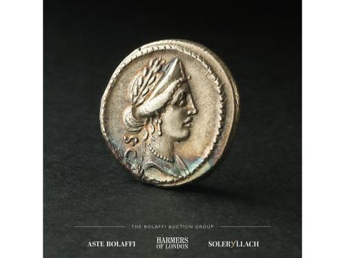 REPÚBLICA ROMANA. Denario. 55 a.C. LICINIA. P. Licinius Cras
