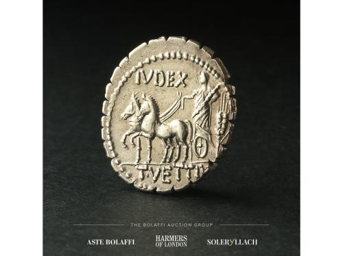 REPÚBLICA ROMANA. Denario. 70 a.C. VETTIA. T. Vettius Sabinu