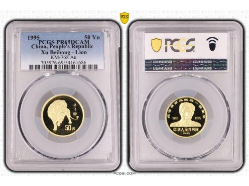 CHINA. 50 Yuan. 1995. PCGS PR69DCAM. Anv.: Pintor Xu Beihon