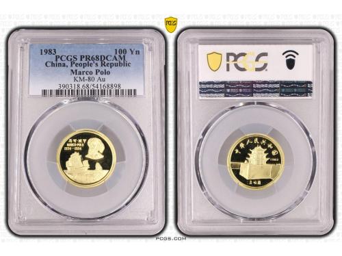 CHINA. 100 Yuan. 1983. PCGS PR68DCAM. Anv.: Marco Polo . Re