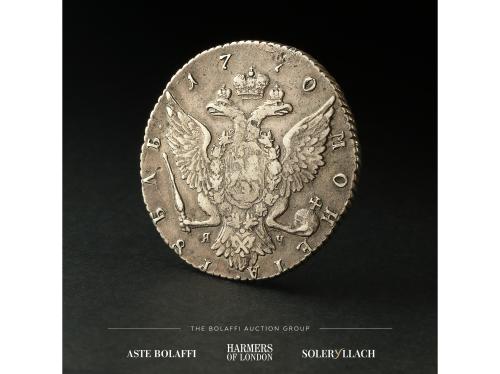 RUSIA. 1 Rouble. 1770-СПБ. CATHERINE II. SAINT PETERSBURG. A