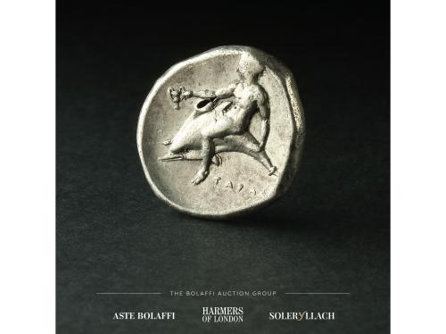 MONEDAS GRIEGAS. Didracma. 302-281 a.C. TARENTO. CALABRIA. A