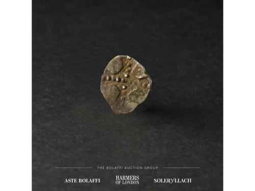 MONEDAS GRIEGAS. Tetartemorion del tipo del tesoro de Auriol