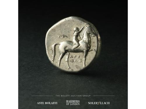 MONEDAS GRIEGAS. Didracma. 302-280 a.C. TARENTO. CALABRIA. A