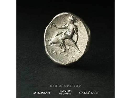 MONEDAS GRIEGAS. Didracma. 332-302 a.C. TARENTO. CALABRIA. A
