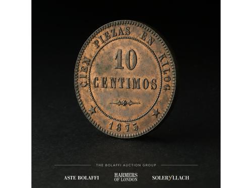 GOB. PROVISIONAL y I REPÚBLICA. 10 Céntimos. 1873. VALLS D´ 