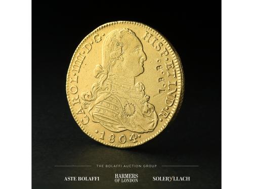 CARLOS IV. 8 Escudos. 1804. NUEVO REINO. Anv.: Busto a dere