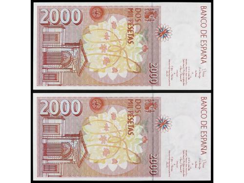 JUAN CARLOS I. Lote 2 billetes 2.000 Pesetas. 24 Abril 1992.