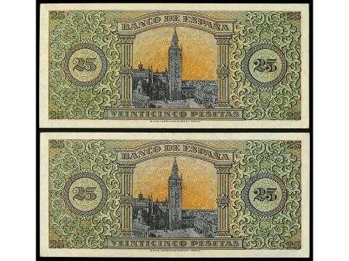 ESTADO ESPAÑOL. Lote 2 billetes 25 Pesetas. 20 Mayo 1938. Gi