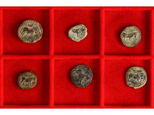 MONEDAS HISPÁNICAS. Lote 6 monedas Semis. 180 a.C. CASTULO (
