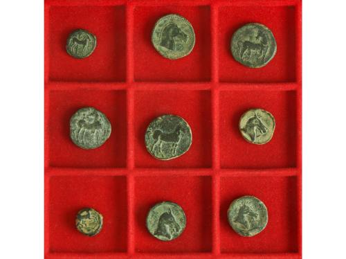 MONEDAS HISPÁNICAS. Lote 9 monedas 1/2 Calco (2) y Calco (7)