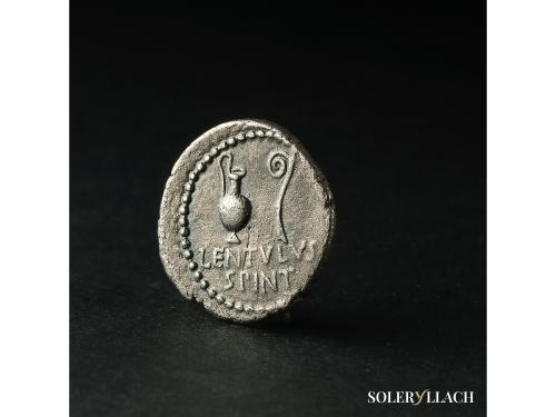 IMPERIO ROMANO. Denario. 43-42 a.C. BRUTO. P. Cornelius Lent