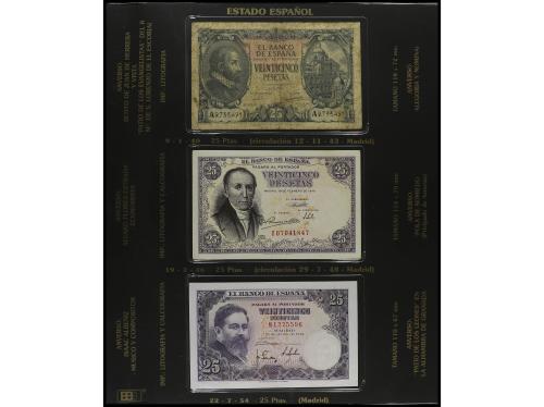 Lote 48 billetes. 1936 a 1971. Colección incompleta en dos á