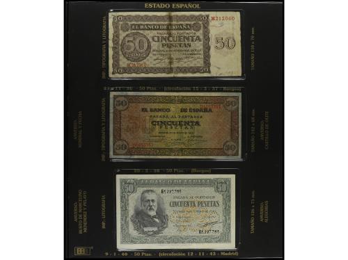 Lote 48 billetes. 1936 a 1971. Colección incompleta en dos á