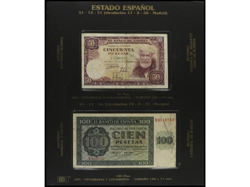 Lote 48 billetes. 1936 a 1971. Colección incompleta en dos á
