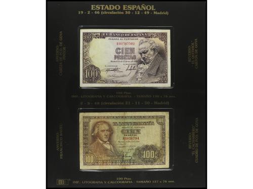 Lote 48 billetes. 1936 a 1971. Colección incompleta en dos á