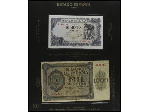 Lote 48 billetes. 1936 a 1971. Colección incompleta en dos á