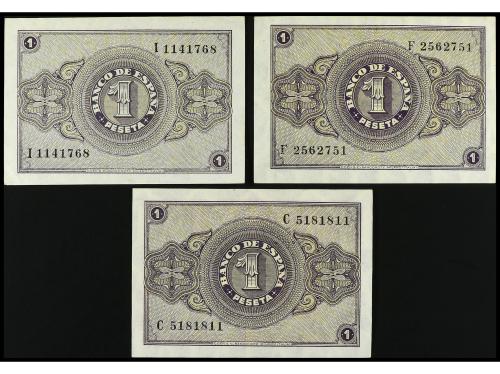 ESTADO ESPAÑOL. Lote 3 billetes 1 Peseta. 1937 y 1938. 1 Pes