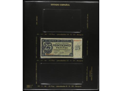 Lote 3 álbums con alrededor 40 billetes 1 Peseta a 5.000 Pes