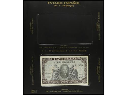Lote 3 álbums con alrededor 40 billetes 1 Peseta a 5.000 Pes