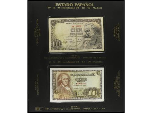 Lote 3 álbums con alrededor 40 billetes 1 Peseta a 5.000 Pes
