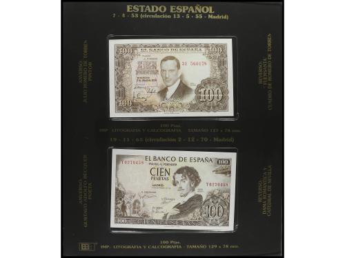 Lote 3 álbums con alrededor 40 billetes 1 Peseta a 5.000 Pes
