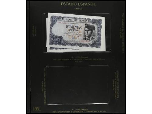 Lote 3 álbums con alrededor 40 billetes 1 Peseta a 5.000 Pes