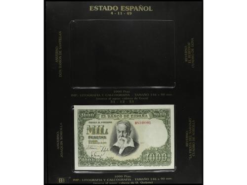 Lote 3 álbums con alrededor 40 billetes 1 Peseta a 5.000 Pes