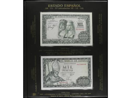 Lote 3 álbums con alrededor 40 billetes 1 Peseta a 5.000 Pes