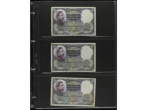 Lote alrededor 100 billetes. Incluye álbum con billetes BANC