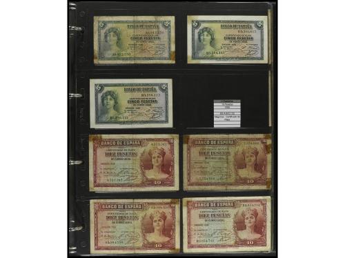 Lote alrededor 100 billetes. Incluye álbum con billetes BANC