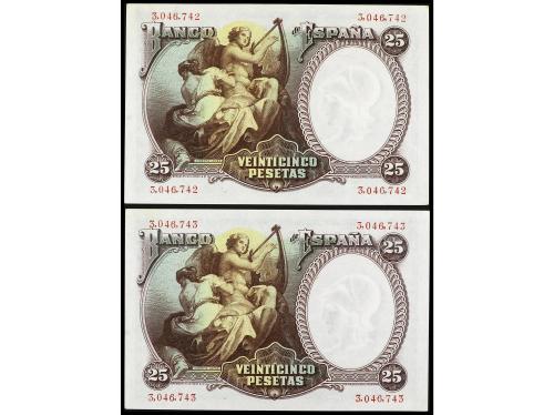 GUERRA CIVIL, ZONA REPUBLICANA. Lote 2 billetes 25 Pesetas. 